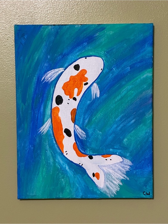 Hand Crafted Other - Koi Fish Acrylic Painting